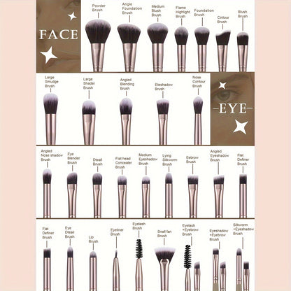 Coffee Makeup Brush Set with Sponges (55-Piece)-4