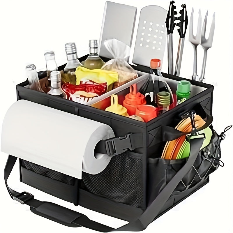 BBQ Grill Caddy with Towel Holder & Pockets-0