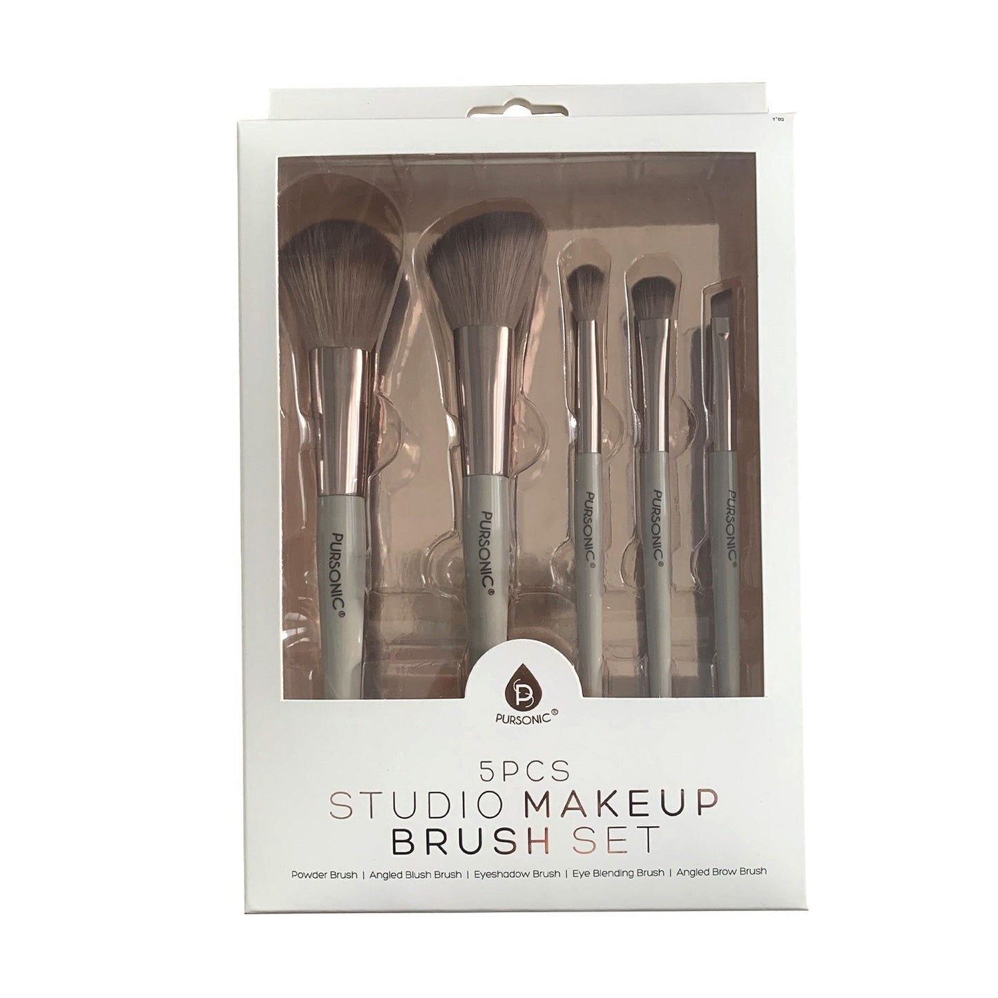 5 Pcs Studio Makeup Brush Set (Rose Gold)-0