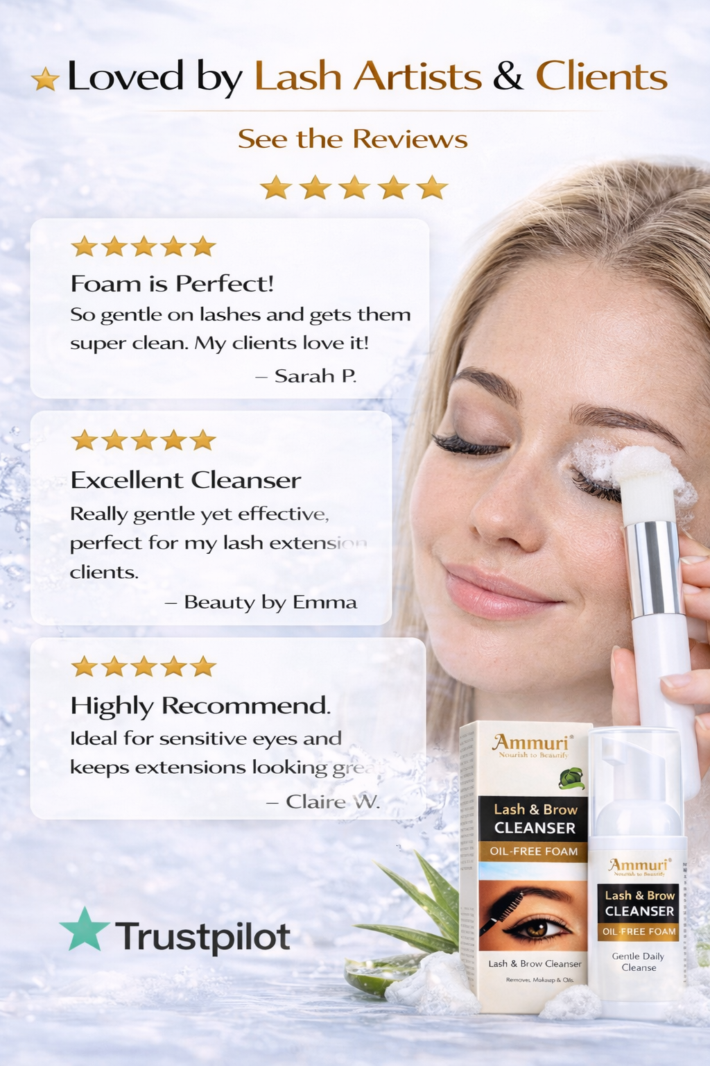 Eyelash Extension Shampoo & Lash Brow Cleansing Kit | Ammuri-4