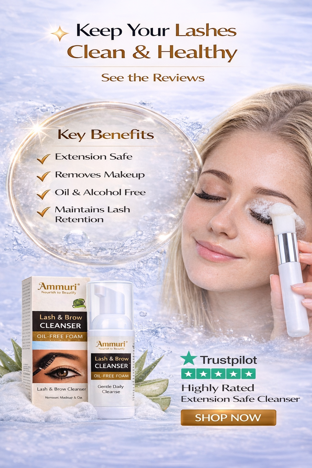 Eyelash Extension Shampoo & Lash Brow Cleansing Kit | Ammuri-2