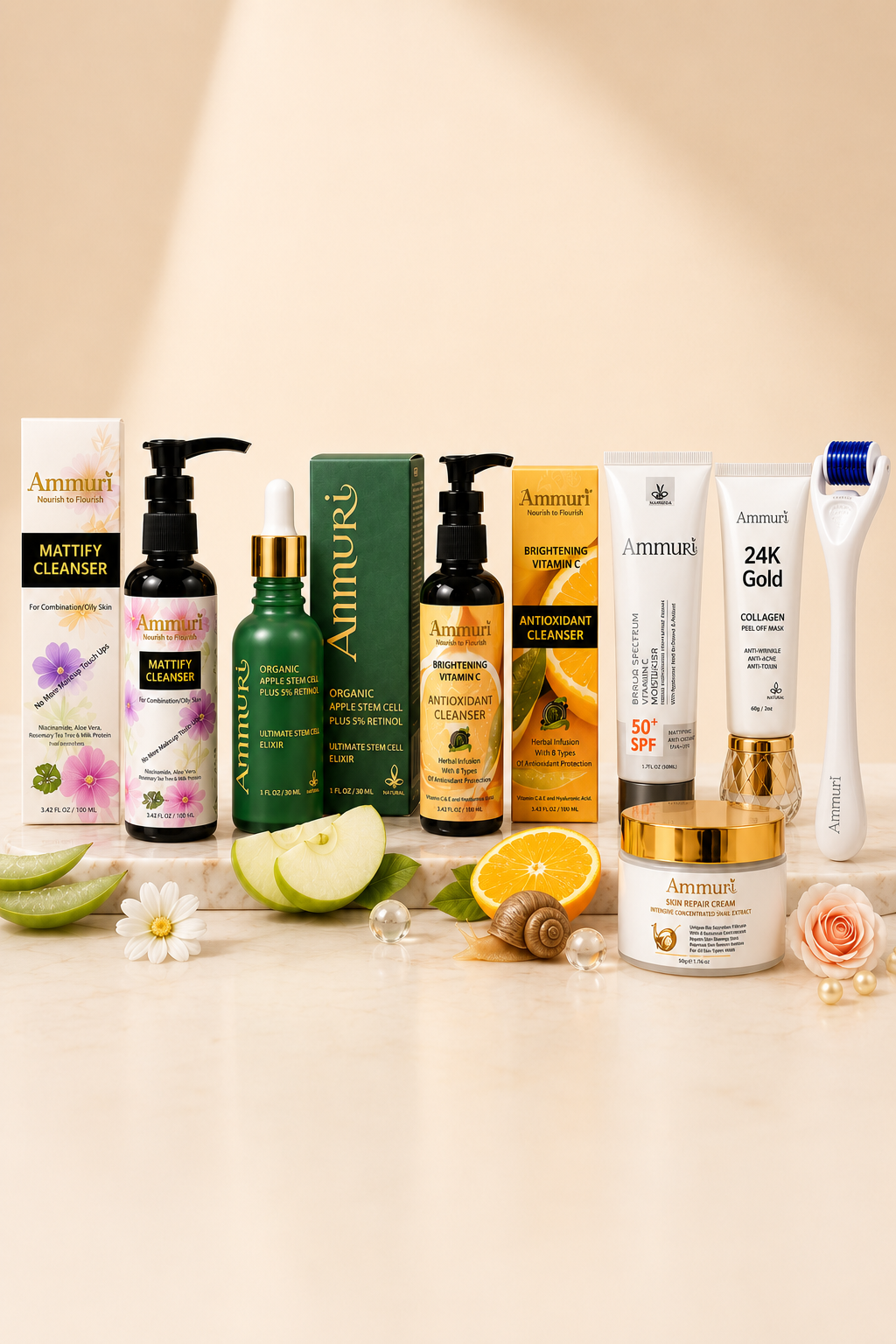 Blemish-Balancing & Anti-Ageing Skincare Set | Retinol, Vitamin C & Stem Cell | Ammuri-0