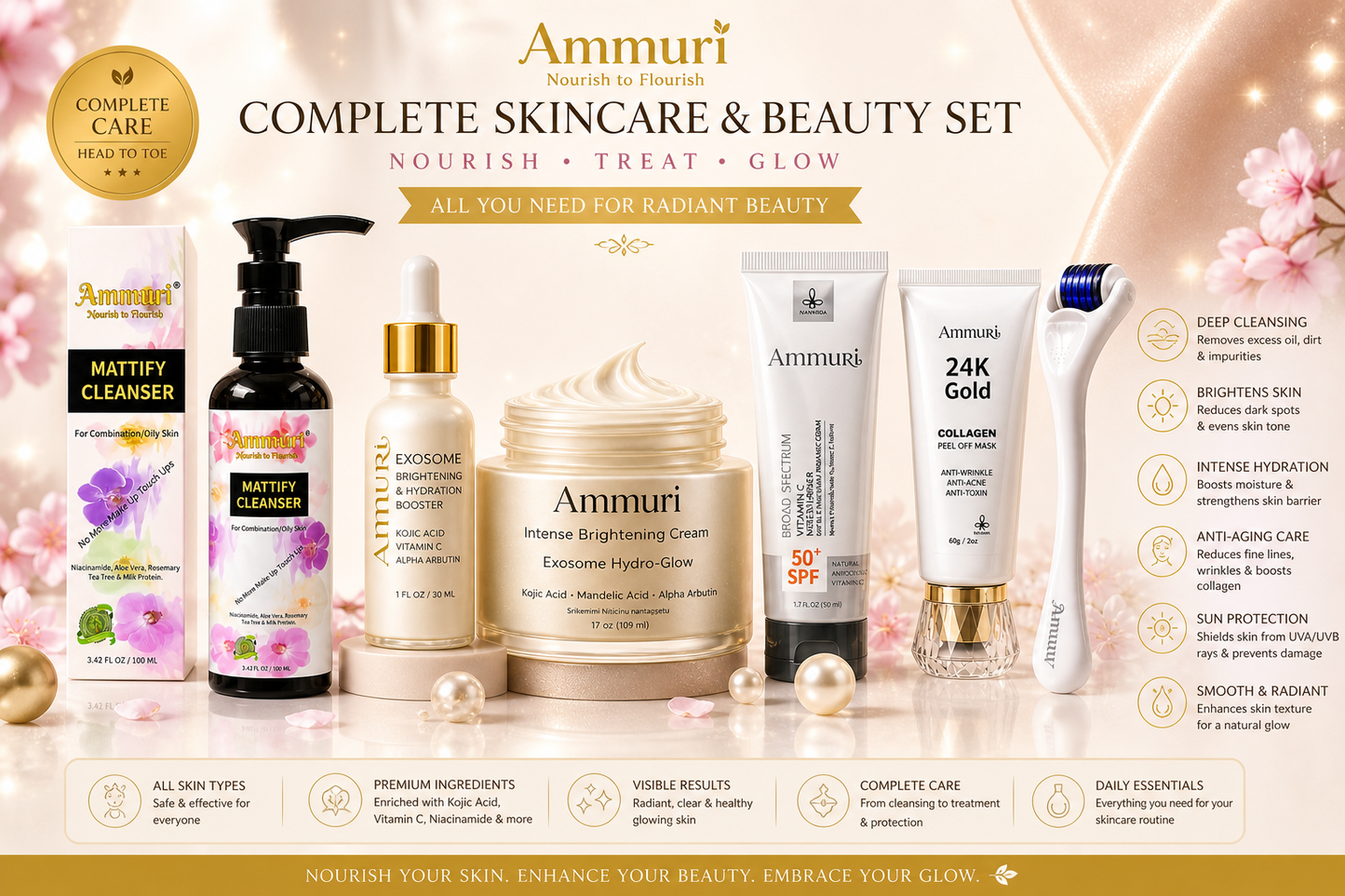 Complete Brightening Skincare & Beauty Set | Nourish, Treat & Glow | Ammuri-2