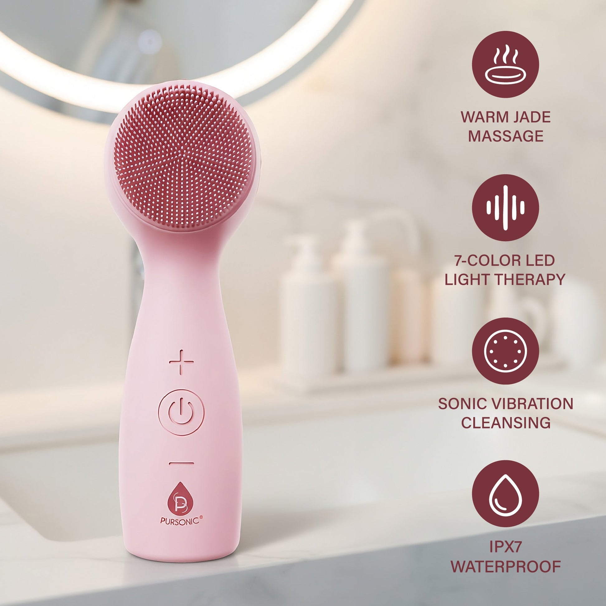 Dimmable LED Vanity Mirror & 3-in-1 Facial Cleansing Device LED Light-1