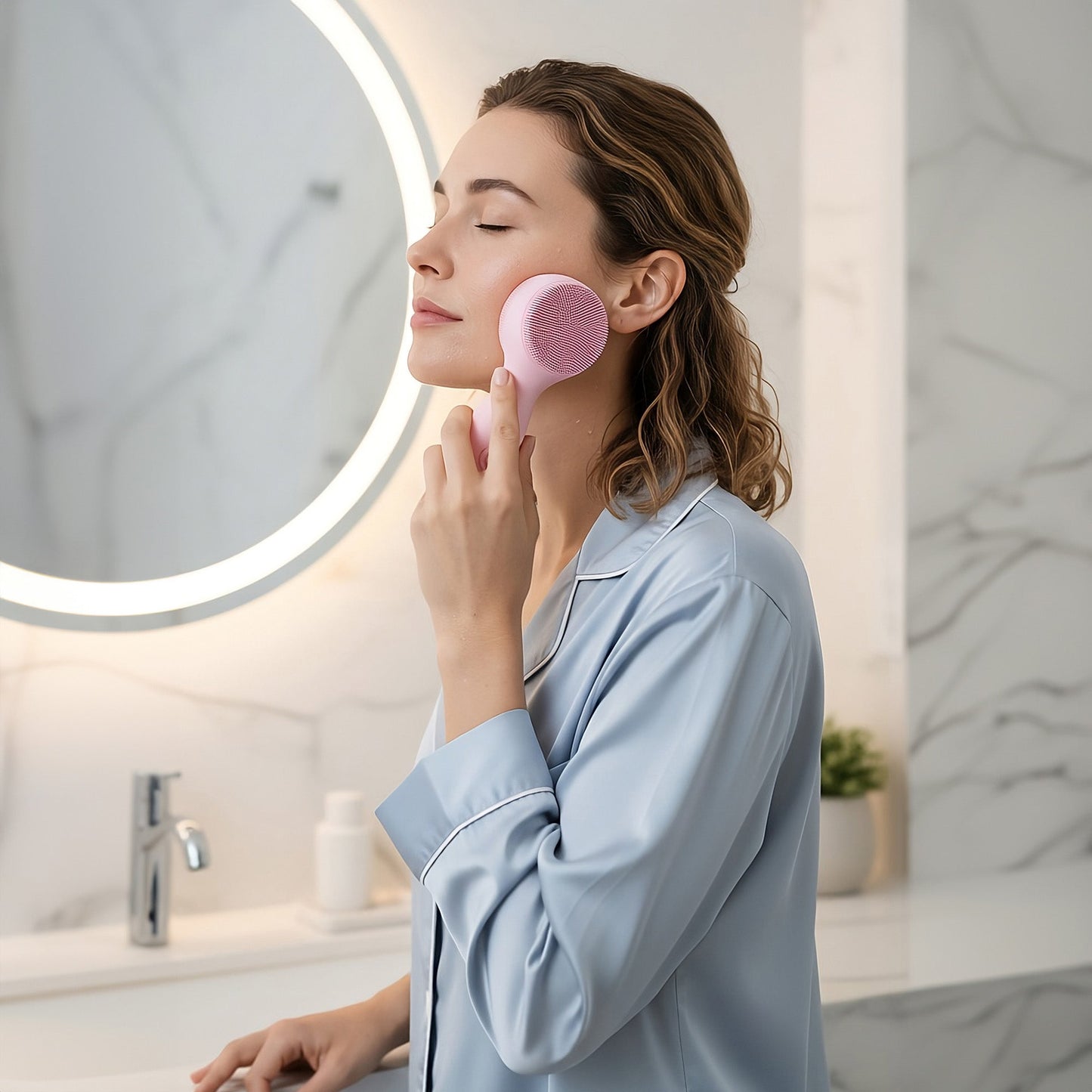 Dimmable LED Vanity Mirror & 3-in-1 Facial Cleansing Device LED Light-2
