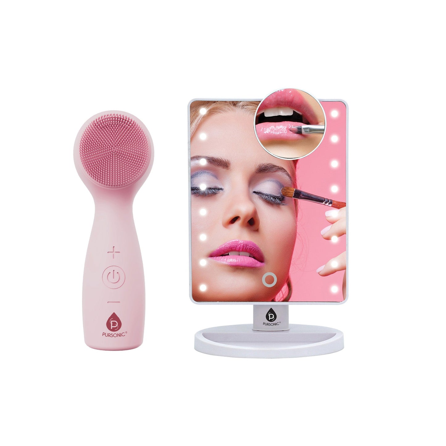 Dimmable LED Vanity Mirror & 3-in-1 Facial Cleansing Device LED Light-0