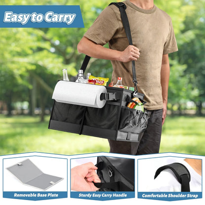 BBQ Grill Caddy with Towel Holder & Pockets-3