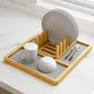 Wealone Stone Dish Drying Mat with Dish Rack for Kitchen Counter Super Absorbent Diatomaceous Earth Dish Drying Mat Bamboo Stylish Stone Dish Mat Fast Drying Dish Rack for Dishes/Cups (Patented)
